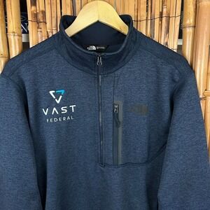 The North Face Men's Medium Pullover Sweater 1/2 Zip Navy Blue Logo Outdoors
